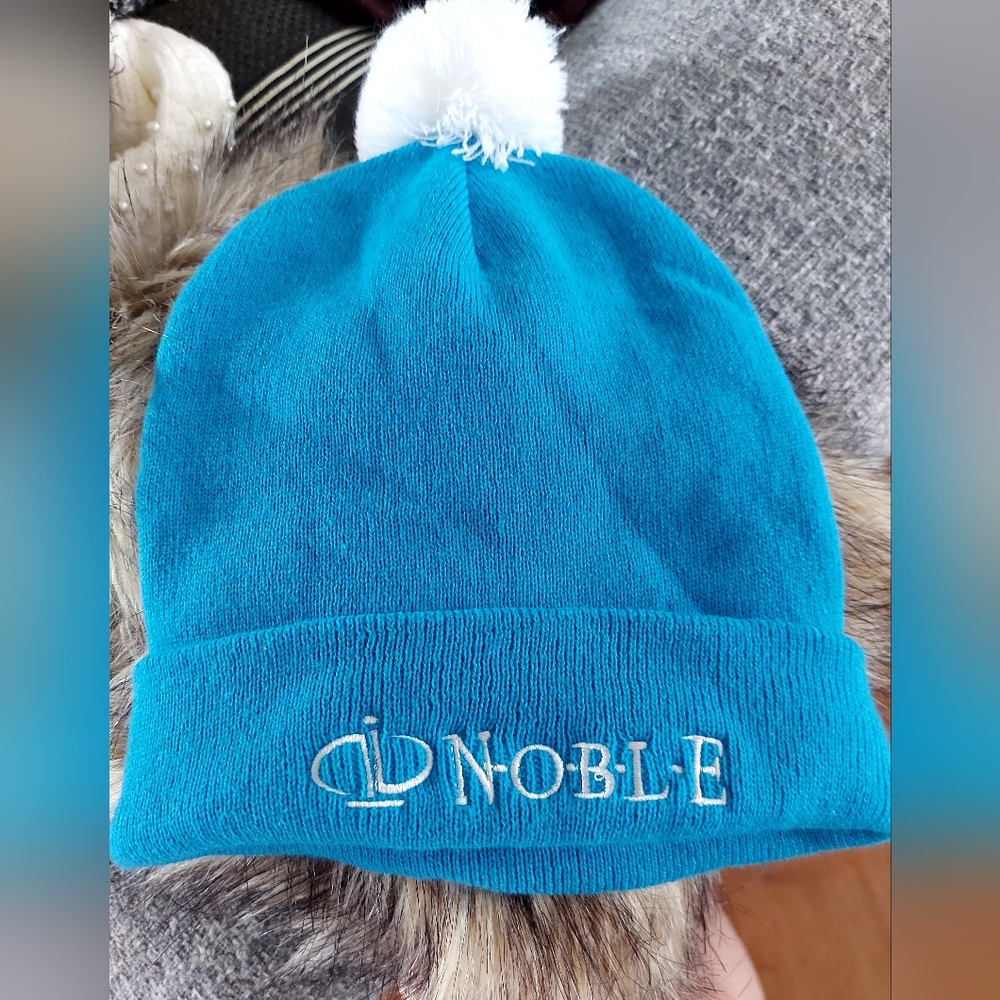Vintage Blue Hat with Pom Pom